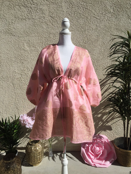 Desert Flower Babydoll Top Hot Pink